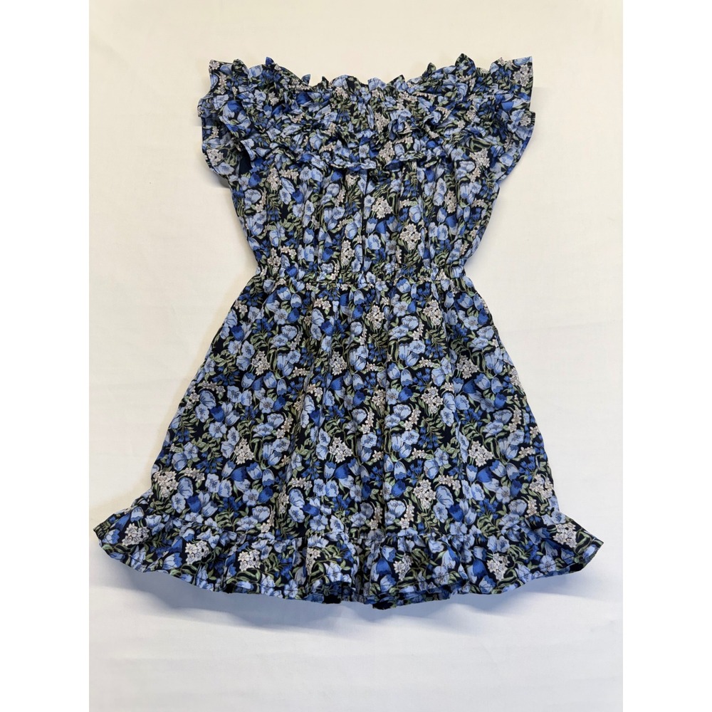 Janie and Jack Blue‎ Floral Ruffle Dress Girls 4 Prairie Cottagecore Boho